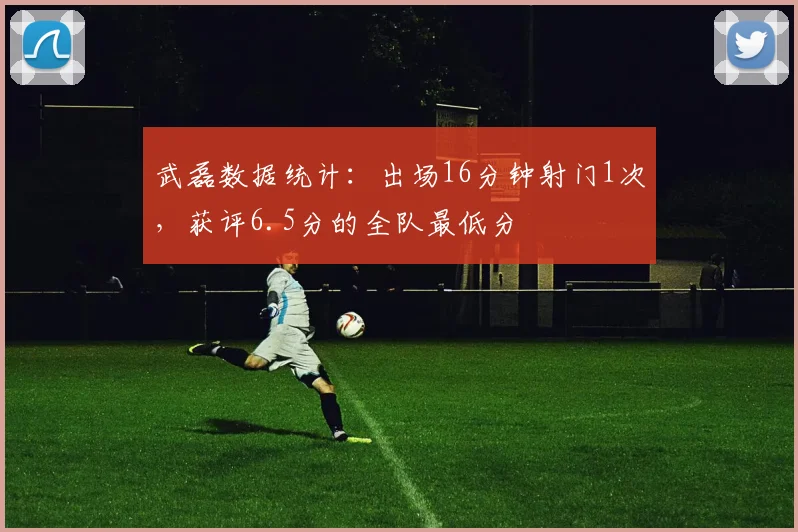 武磊数据统计：出场16分钟射门1次，获评6.5分的全队最低分